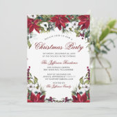 Christmas Party Red Poinsettia Floral Watercolor Einladung (Stehend Vorderseite)