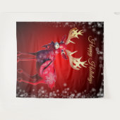 Christmas Party Red Reindeer Winter Holidays Wandteppich (Vorderseite (Horizontal))
