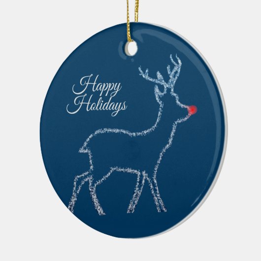 Christmas Party Reindeer Blue Sky Rustic Elegant Keramik Ornament (Links)