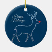 Christmas Party Reindeer Blue Sky Rustic Elegant Keramik Ornament (Hinten)
