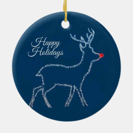 Christmas Party Reindeer Blue Sky Rustic Elegant Keramik Ornament (Hinten)