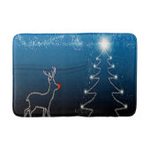 Christmas Party Reindeer Tree Blue Sky Shiny Stars Badematte (Vorderseite)