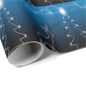 Christmas Party Reindeer Tree Blue Sky Shiny Stars Geschenkpapier (Rolleneckpunkt)