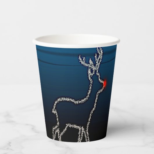 Christmas Party Reindeer Tree Blue Sky Shiny Stars Pappbecher (Vorderseite)