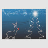Christmas Party Reindeer Tree Blue Sky Shiny Stars Seidenpapier (Vorderseite)
