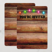 CHRISTMAS PARTY RUSTIC LOG CABIN EINLAGEN EINLADUNG (Vorne/Hinten)