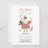 Christmas Party Santa Eat Drink Be Merry Einladung (Vorderseite)