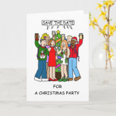 Christmas Party Save the Date Cartoon Karte (Gelbe Blume)