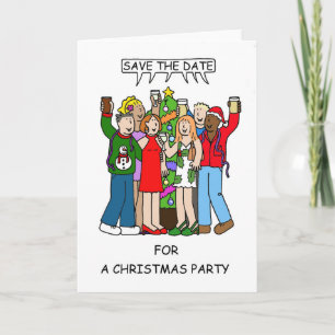 Christmas Party Save the Date Cartoon Karte