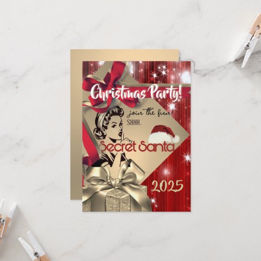 Christmas party secret santa (Vorderseite/Rückseite Beispiel)