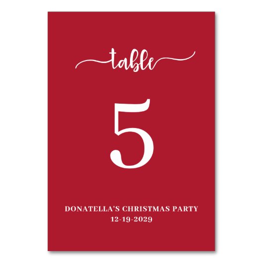 Christmas Party Table number Card Tischnummer (Vorderseite)