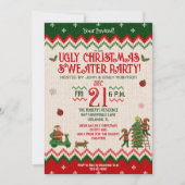 Christmas Party Ugly Sweater Funny Adult Holiday Einladung (Vorderseite)