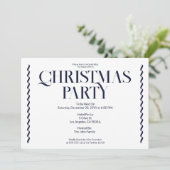 Christmas Party Vintage Elegant blue Invitation Einladung (Stehend Vorderseite)