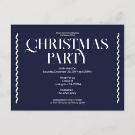 Christmas Party Vintage Elegant blue Invitation Einladungspostkarte