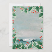 Christmas Party Watercolor Beach Coastal Holly Einladung (Rückseite)