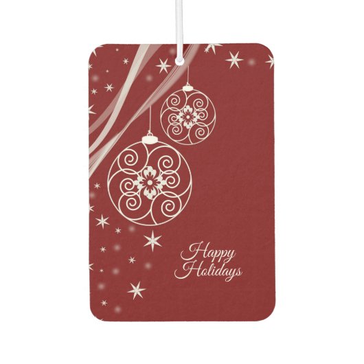 Christmas Party White Ornaments Stars Red Elegant Autolufterfrischer (Vorderseite)