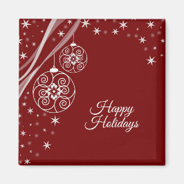 Christmas Party White Ornaments Stars Red Elegant Magnet