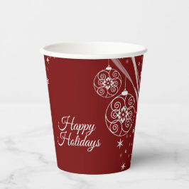 Christmas Party White Ornaments Stars Red Elegant Pappbecher