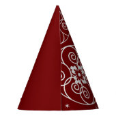 Christmas Party White Ornaments Stars Red Elegant Partyhütchen (Rückseite)