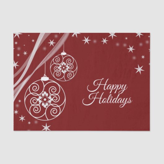 Christmas Party White Ornaments Stars Red Elegant Seidenpapier (Vorderseite)