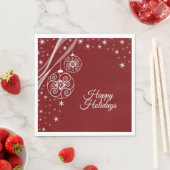 Christmas Party White Ornaments Stars Red Elegant Serviette (Beispiel)