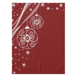 Christmas Party White Ornaments Stars Red Elegant Tischdecke