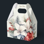 Christmas Party White Red Flowers Holidays Elegant Geschenkschachtel<br><div class="desc">Christmas Party White Red Flowers Holidays Elegant Favor Boxes. Unique,  beautiful,  stylish design. Easy to be personalized. Font style,  size and colors can be changed. Matching items available.</div>
