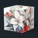 Christmas Party White Red Flowers Holidays Elegant Geschenkschachtel<br><div class="desc">Christmas Party White Red Flowers Holidays Elegant Favor Boxes. Unique,  beautiful,  stylish design. Easy to be personalized. Font style,  size and colors can be changed. Matching items available.</div>