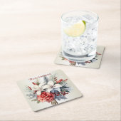 Christmas Party White Red Flowers Holidays Elegant Rechteckiger Pappuntersetzer (Vor Ort)