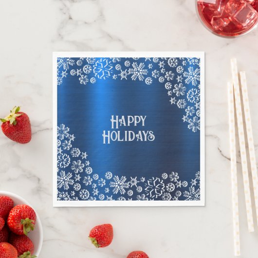 Christmas Party White Snowflakes Navy Blue Serviette (Beispiel)