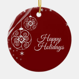 Christmas Party White Stars Red Elegant  Keramik Ornament