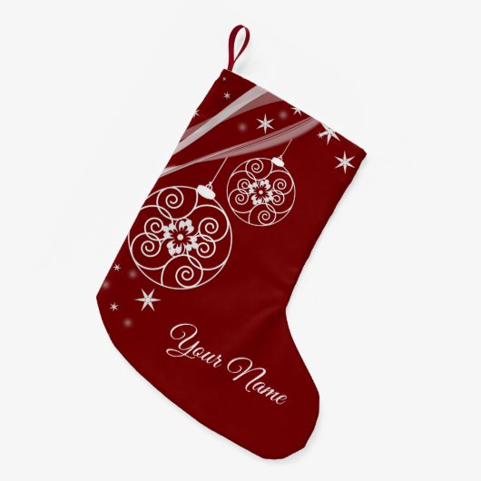 Christmas Party White Stars Red Elegant Kleiner Weihnachtsstrumpf (Vorderansicht (hängend))