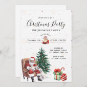 Christmas Party Winter Botanical Einladung (Vorne/Hinten)