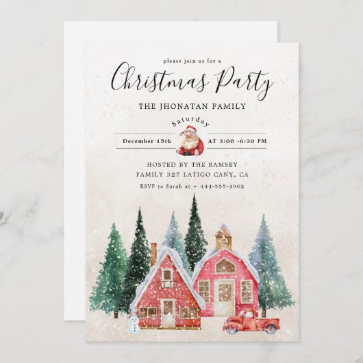 Christmas Party Winter Botanical Einladung (Vorne/Hinten)