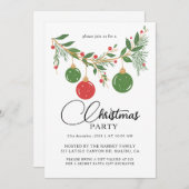 Christmas Party Winter Botanical Einladung (Vorne/Hinten)