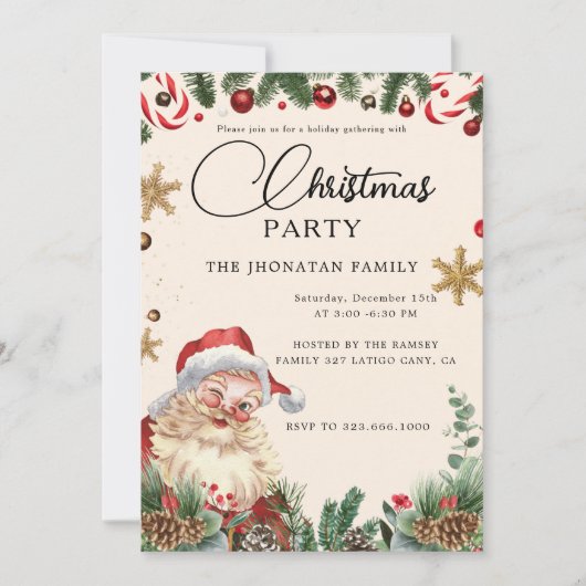 Christmas Party Winter Botanical Einladung (Vorderseite)