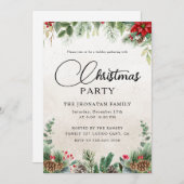 Christmas Party Winter Botanical Einladung (Vorne/Hinten)