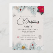 Christmas Party Winter Botanical Einladung (Vorne/Hinten)
