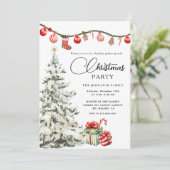 Christmas Party Winter Botanical Einladung (Stehend Vorderseite)