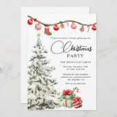 Christmas Party Winter Botanical Einladung (Vorne/Hinten)