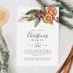 Christmas Party Winter Botanical Invitation Einladung<br><div class="desc">Rustic and modern Christmas dinner party invitation card featuring watercolor illustration of winter botanicals - oranges,  mistletoe,  pine tree branch,  etc.</div>