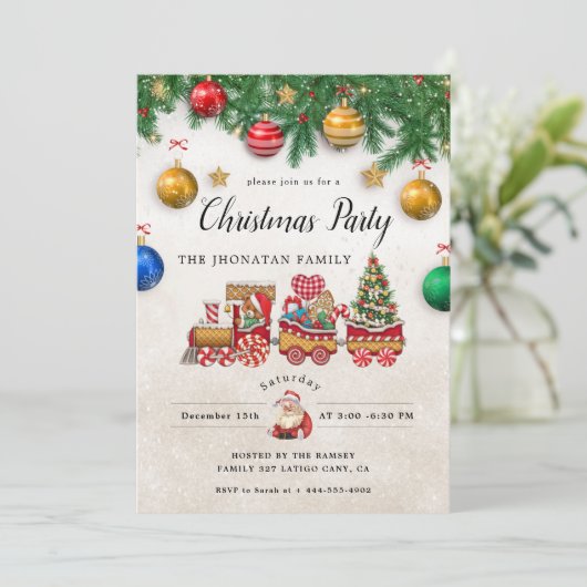 Christmas Party Winter Botanical Invitation Einladung (Stehend Vorderseite)