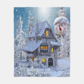 Christmas Party Winter White Snowman Blue Rustic Fleecedecke (Vorderseite)