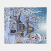 Christmas Party Winter White Snowman Blue Rustic Fleecedecke (Vorderseite (Horizontal))
