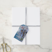 Christmas Party Winter White Snowman Blue Rustic Geschenkanhänger (Mit Garn)