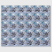 Christmas Party Winter White Snowman Blue Rustic Geschenkpapier (Flach)