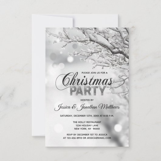 CHRISTMAS PARTY Winter Wonderland Snow 3"x5" Einladung (Vorderseite)
