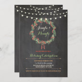 Christmas Party Wreath Merry Jingle Einladung (Vorne/Hinten)