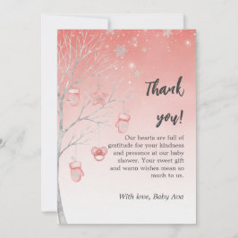 Christmas Pastel Red Winter Tree Baby Shower Dankeskarte