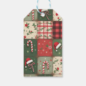 Christmas Patchwork Candy Cane Gift Tag Geschenkanhänger (Rückseite)